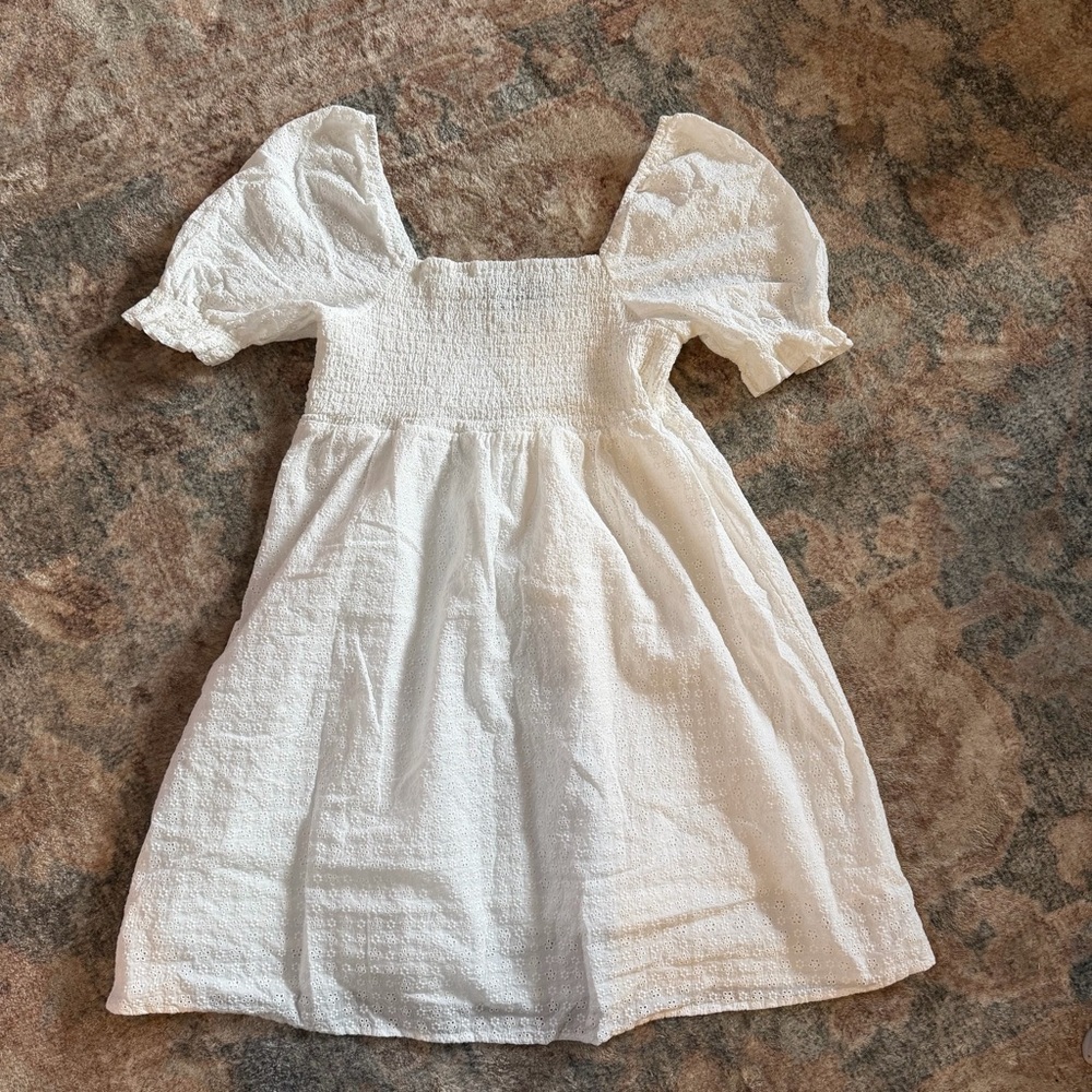 Princess Highway 100% Cotton White Eyelet Lace Puff Sleeve Babydoll Dress US 10